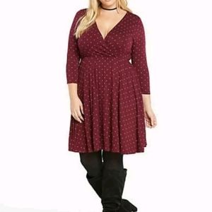 Torrid faux wrap skater dress - Polka dot size 3X